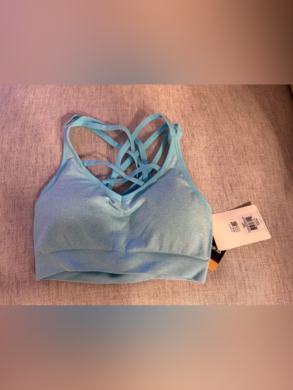 Reebok Women's Seamless Front Interest Sports Bra - Small - NWT - Heather Blue